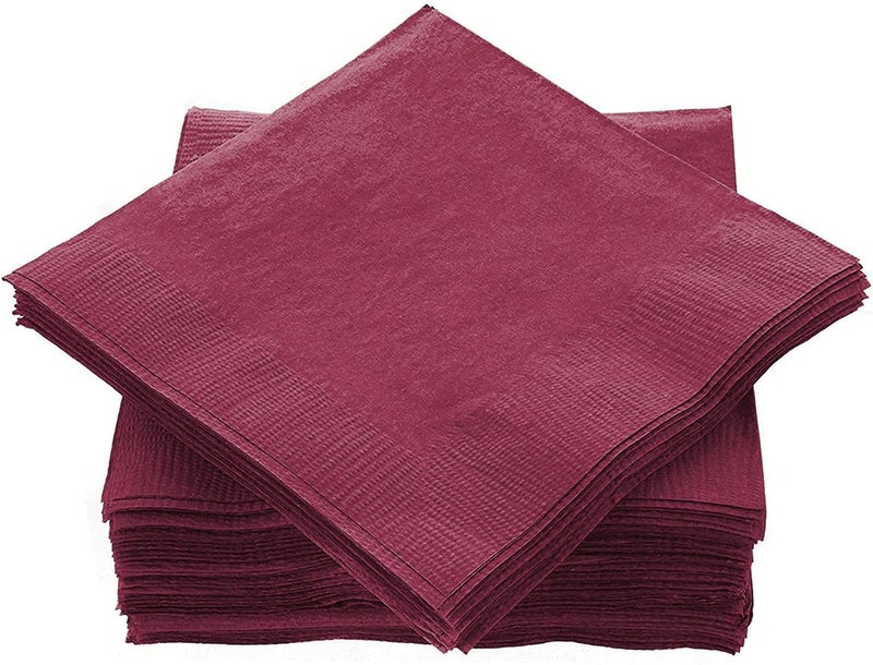 Amcrate Cocktail Napkins Disposable, Burgundy Beverage Napkins Soft and Absorbent Paper Napkins for Dinner, Party, Wedding, Or Every Day Use, 7” x 7” 2 Ply Party Napkins, Pack of 40 - By - Image 1